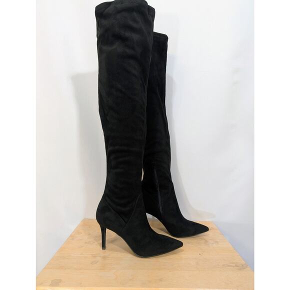 Jessica Simpson Abrine Black Microsuede Over the Knee Heeled Boots 6.5 - Picture 2 of 12